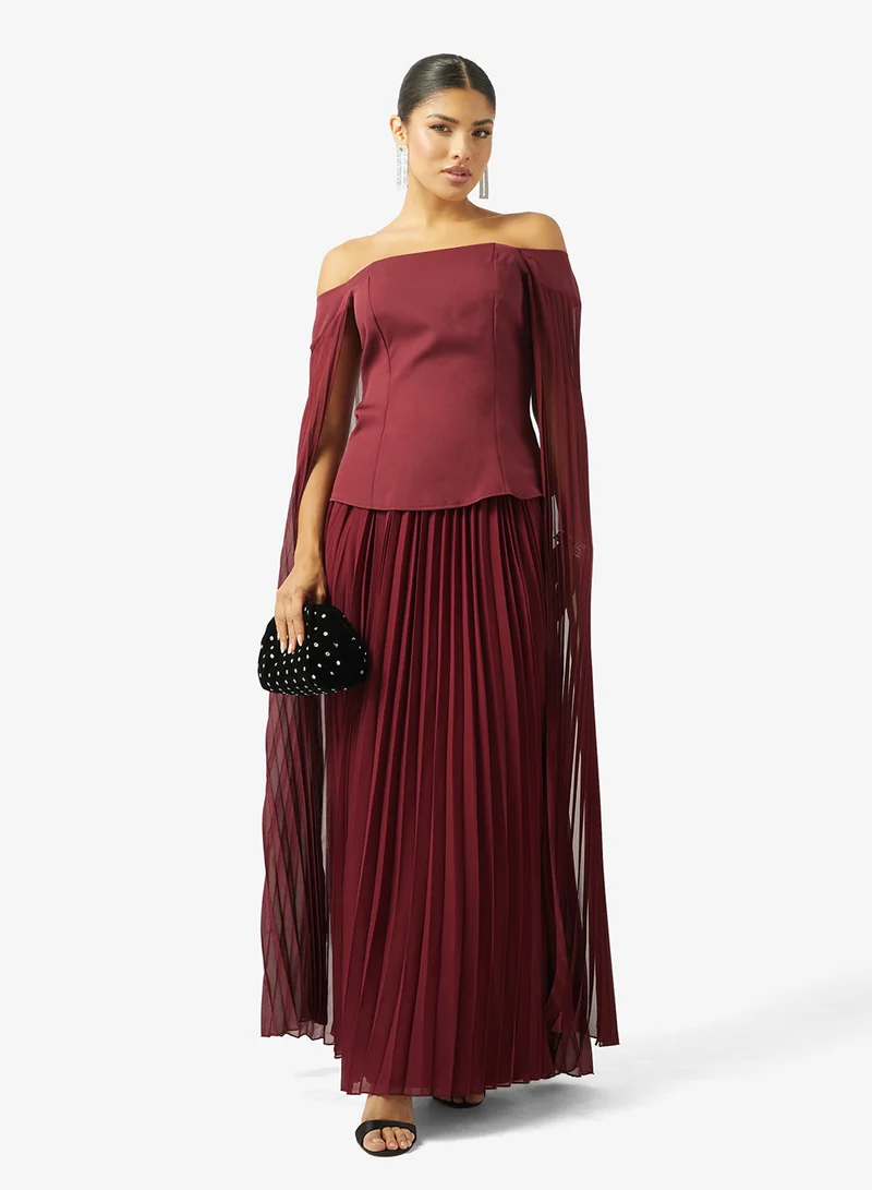Ella Limited Edition  Off Shoulder A-line Dress With Trail for Women | Best Price UAE